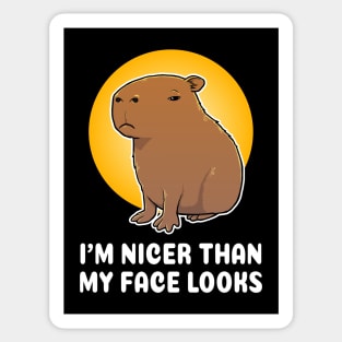 I'm nicer than my face looks Capybara Cartoon Sticker